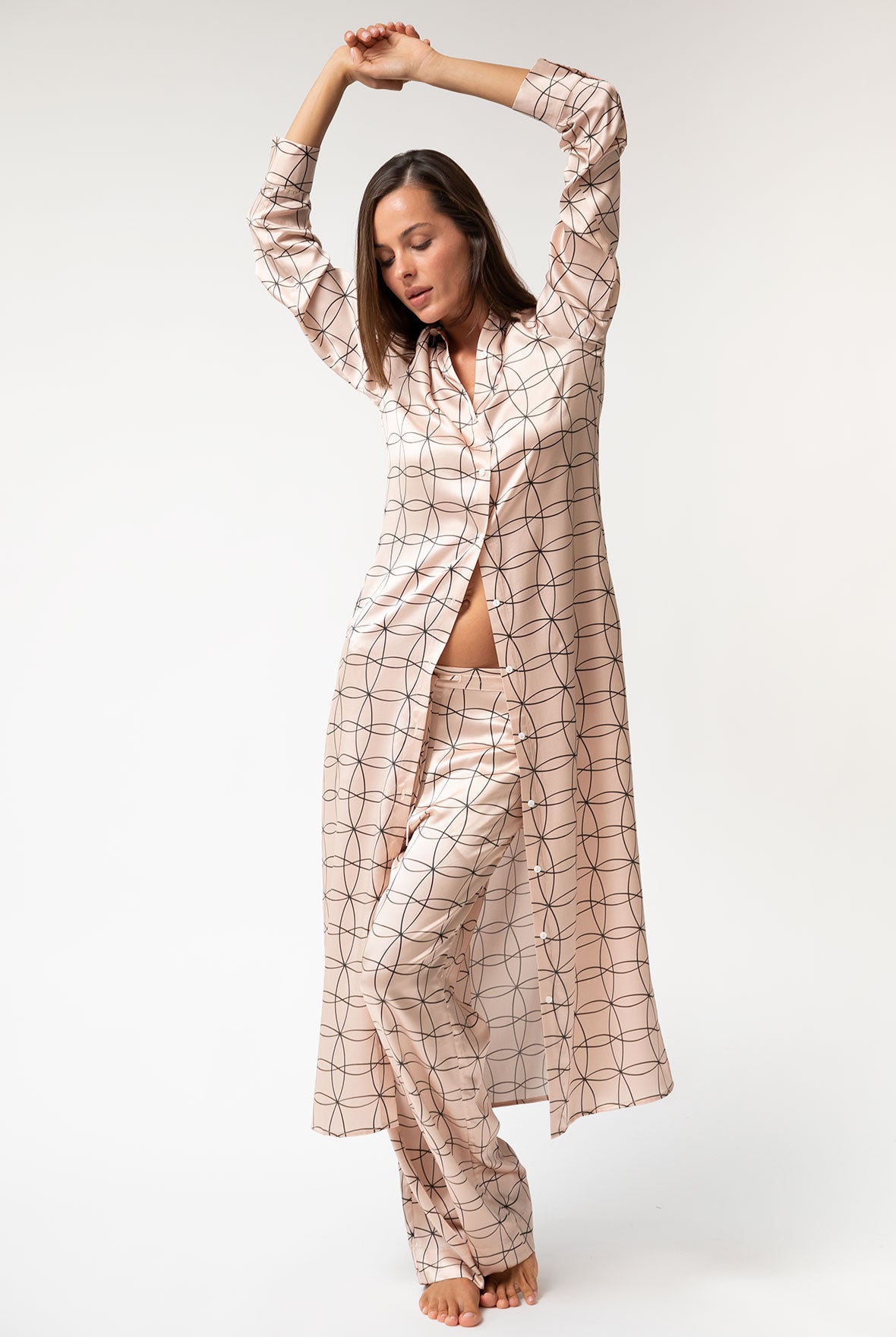 Pink Neo Geo Silk Pyjama Pants