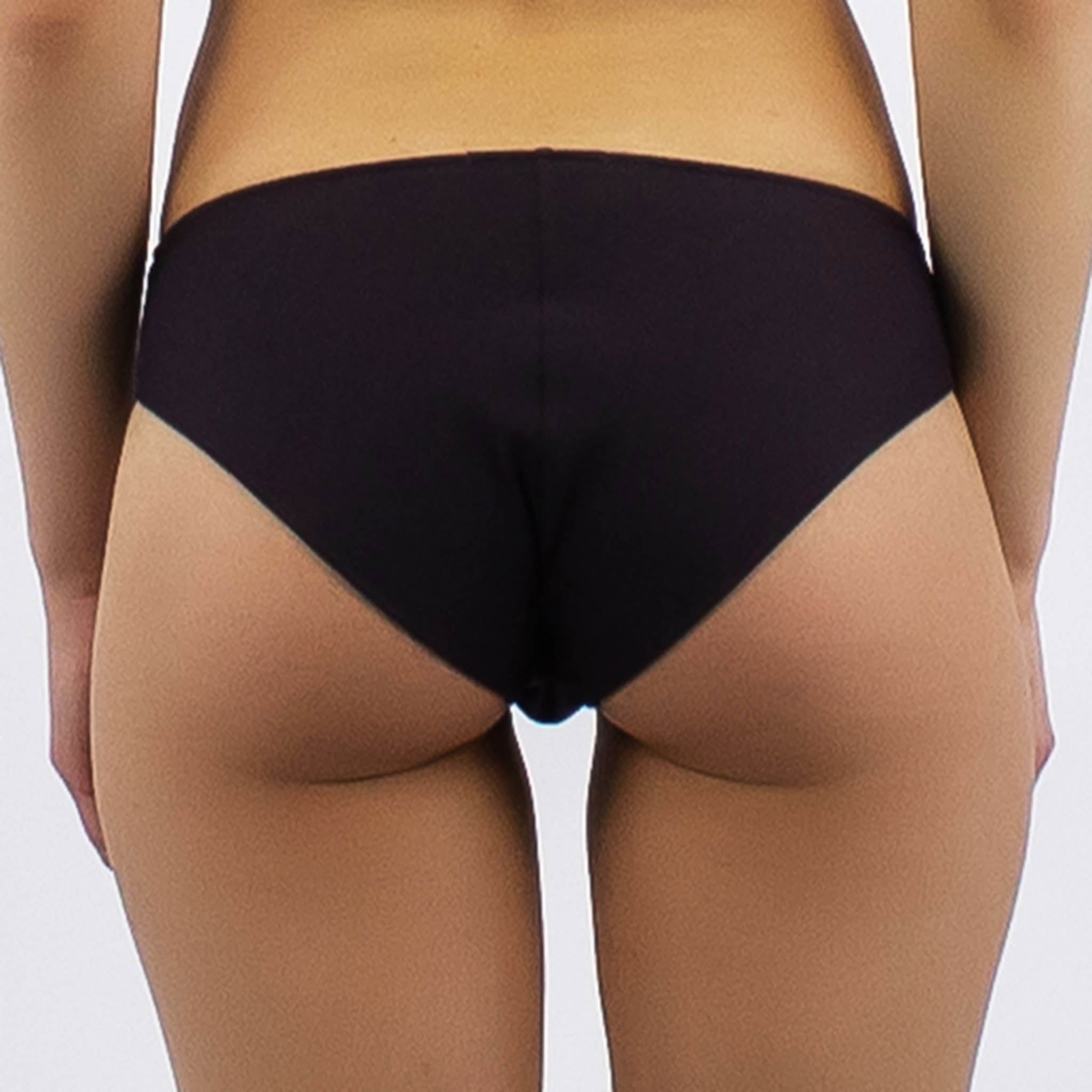 Nokaya ULTRA almost black bikini. Smooth finish from out front and back. Back look