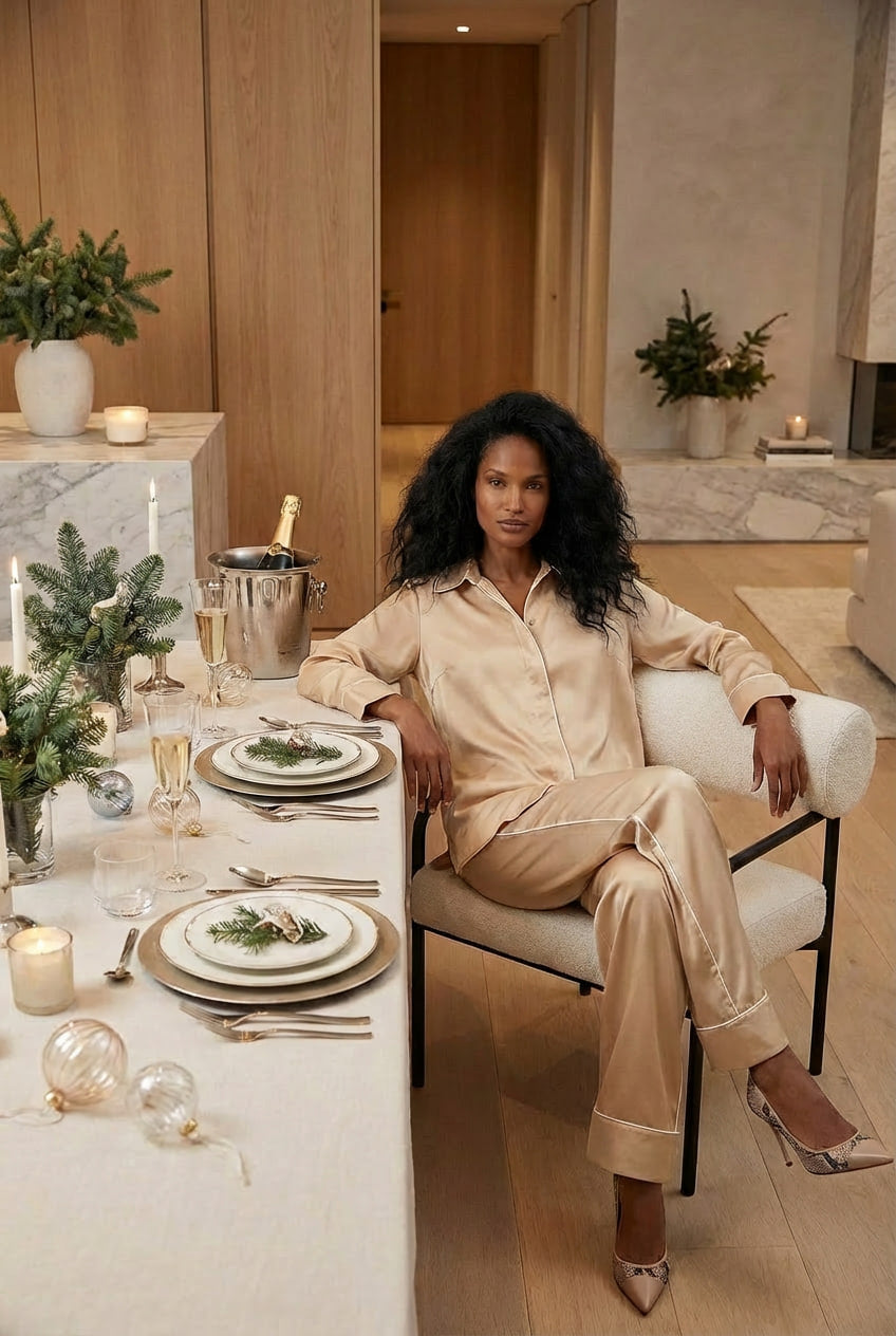 The Lady Silk Pyjamas Caramel