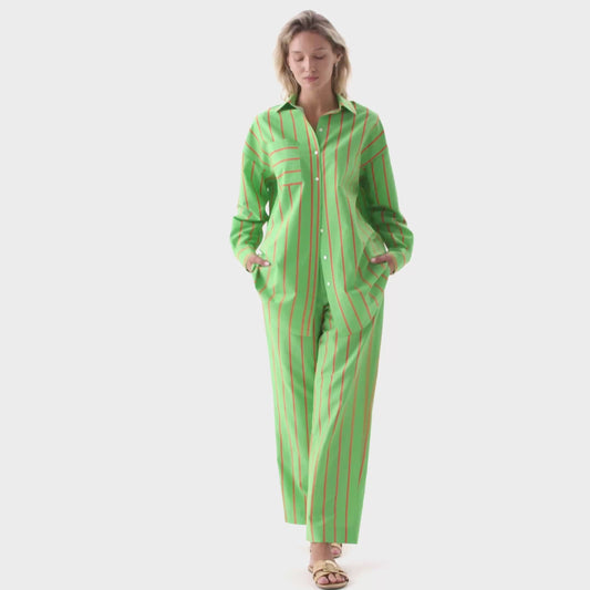 Silk Cotton Shirt Retro Green