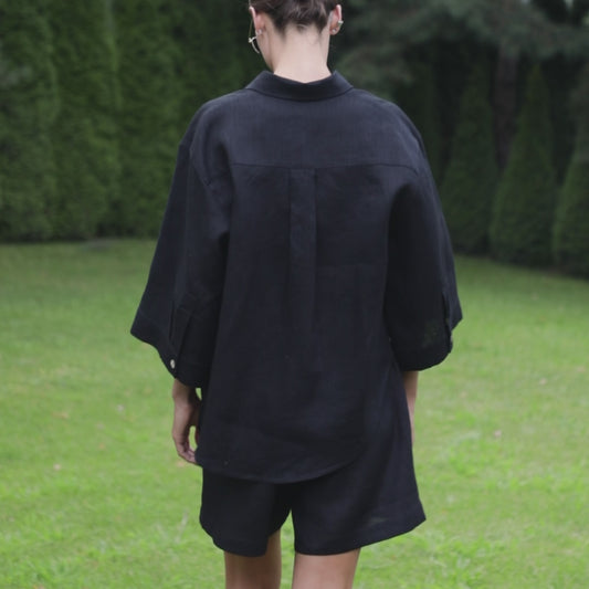 Black Heavy Linen Shorts Perfect Days