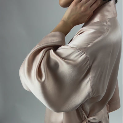 pink dressing gown for women made from 100 silk. Nokaya