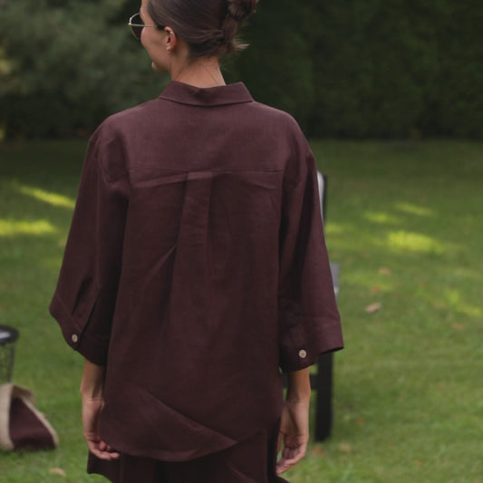 Brown Heavy Linen Shirt Perfect Days