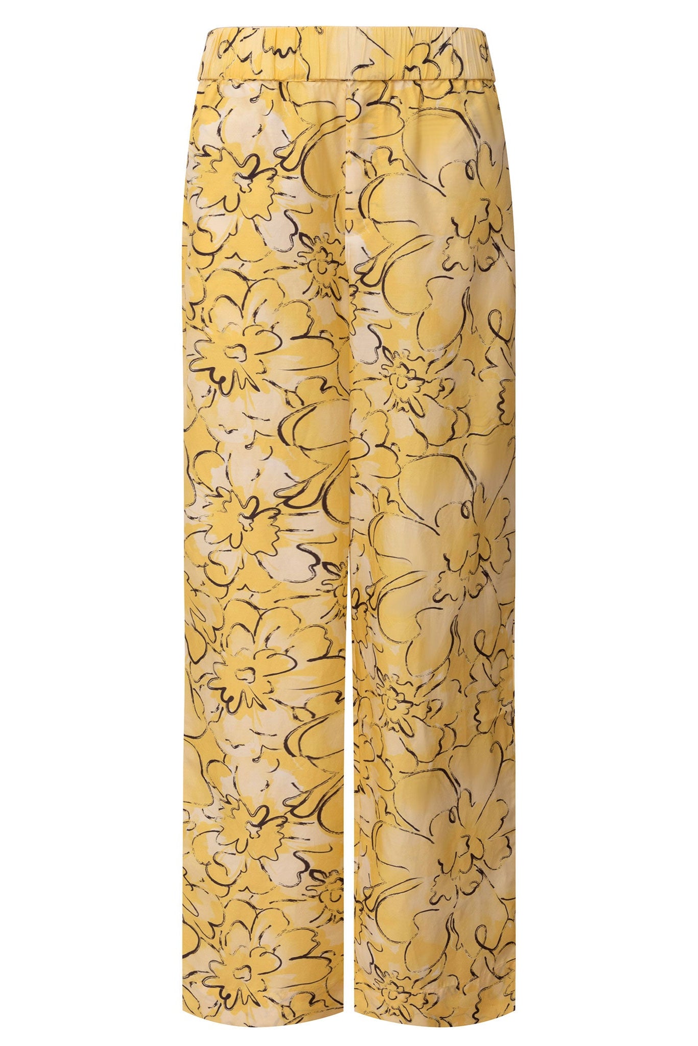 Silk Cotton Pants Yellow Flowers