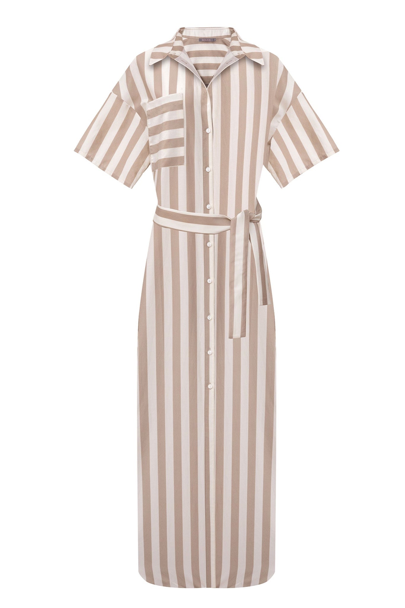 Silk Cotton Long Shirt Dress Oat Milk
