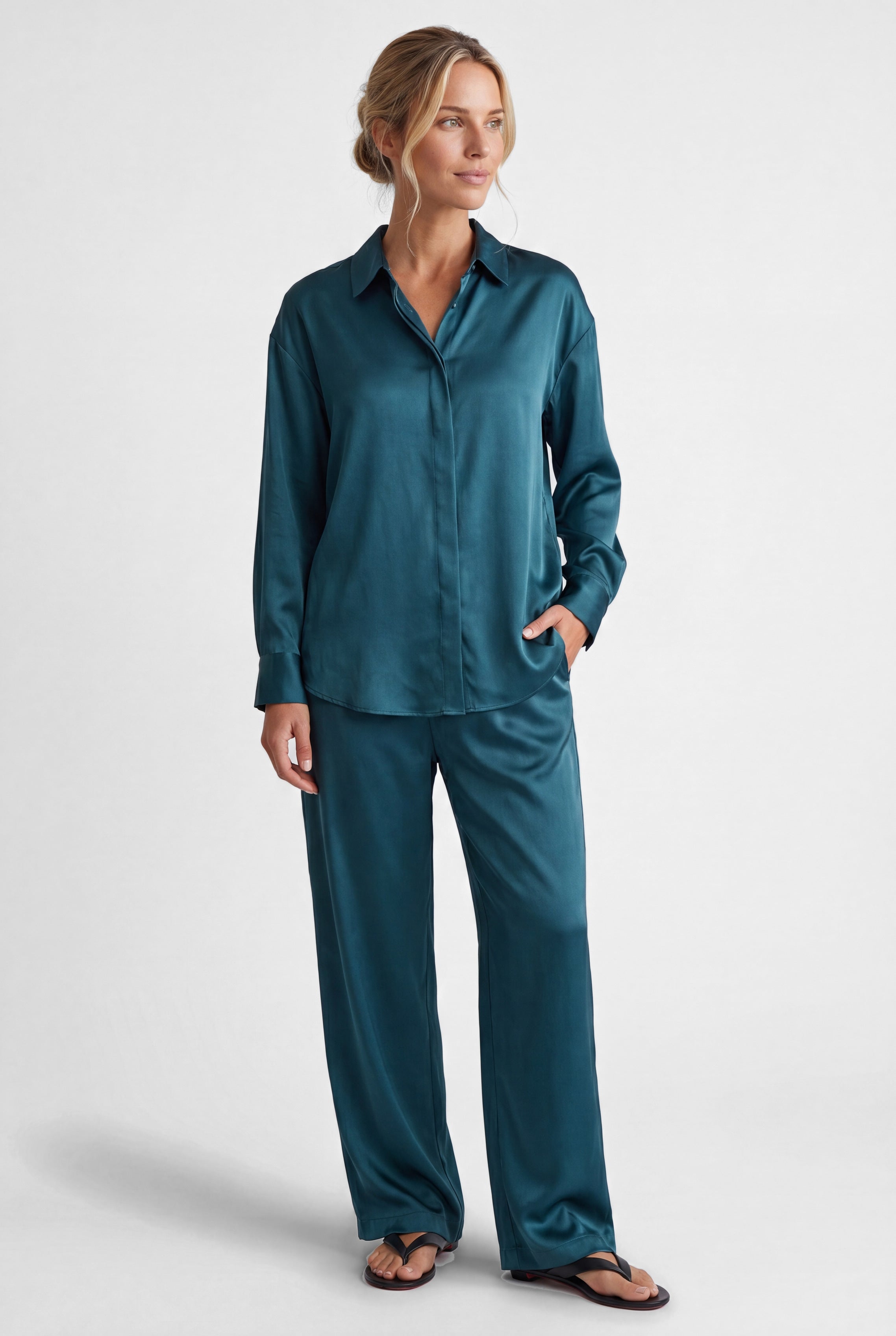 SILK PYJAMAS THE LADY TEAL ECLIPSE