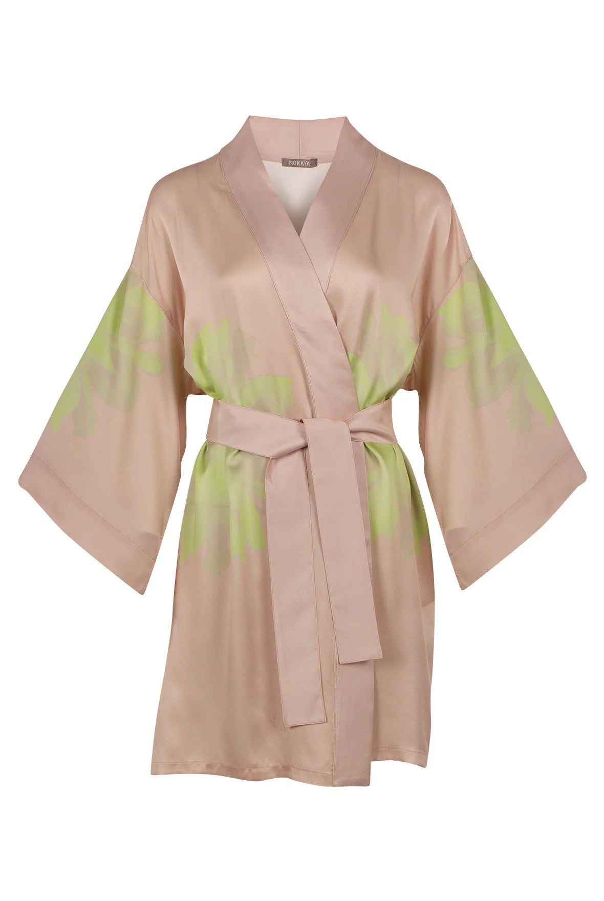 Silk Dreamscape Short Kimono Robe Pink Flower