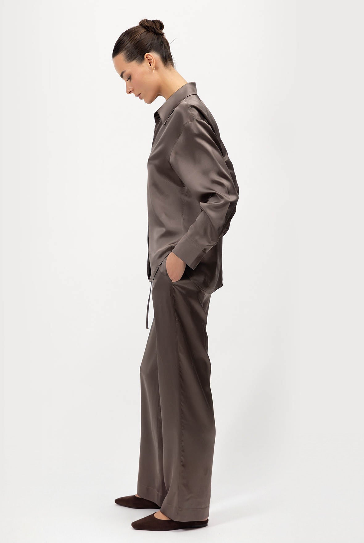 The Lady Silk Trousers Future Brown