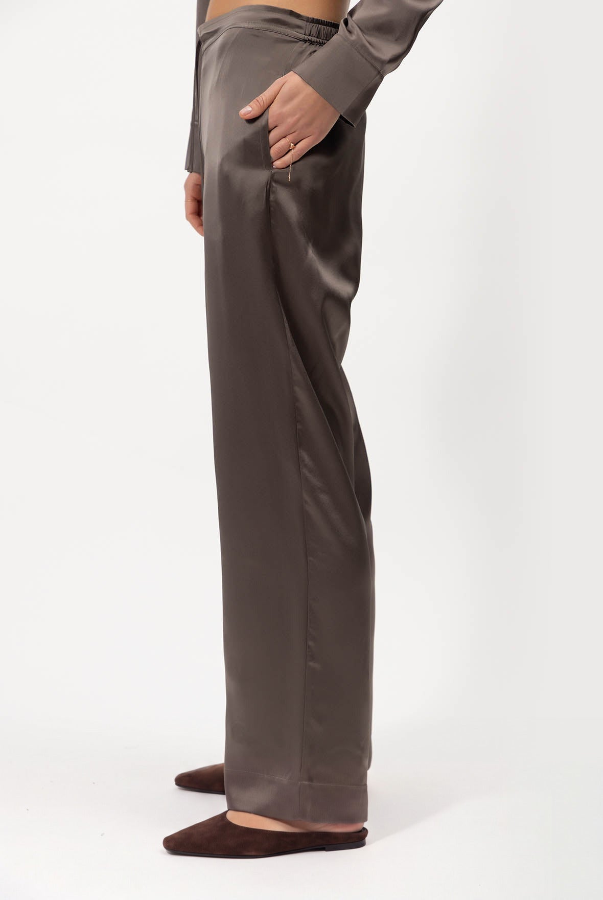 The Lady Silk Trousers Future Brown