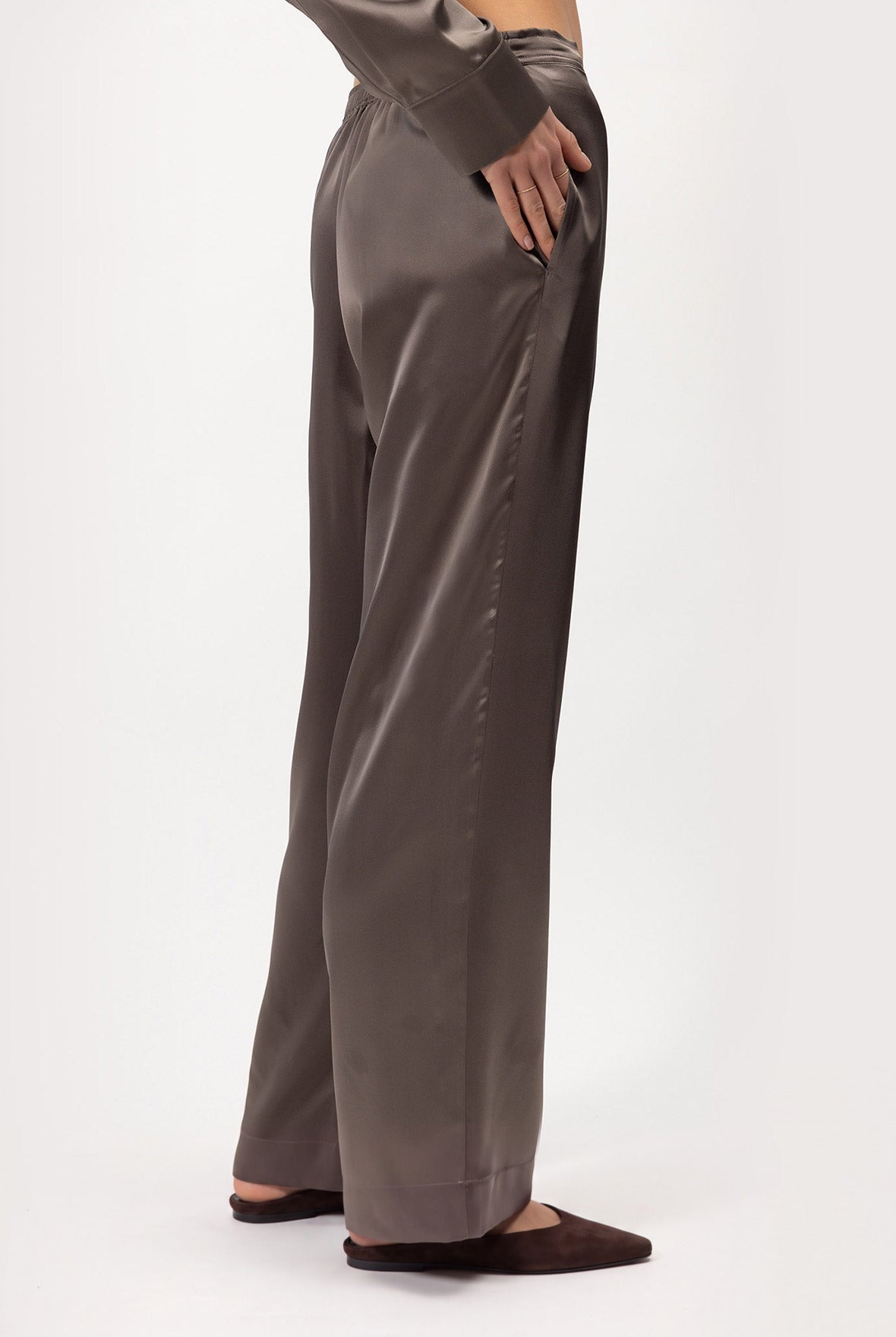 The Lady Silk Trousers Future Brown