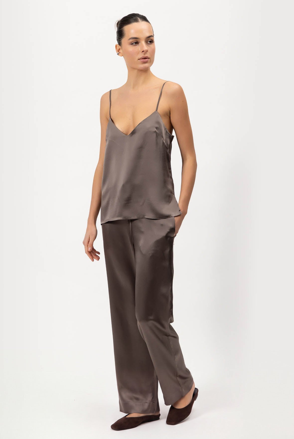 The Lady Silk Trousers Future Brown