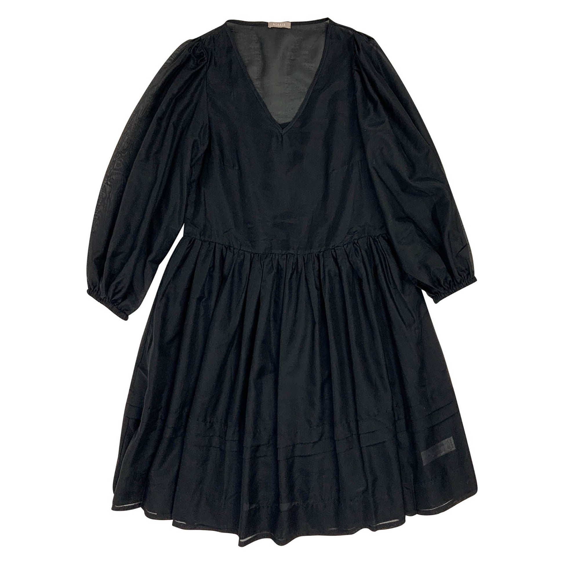 The NOKAYA black Mini dress made of the cotton-silk veil.