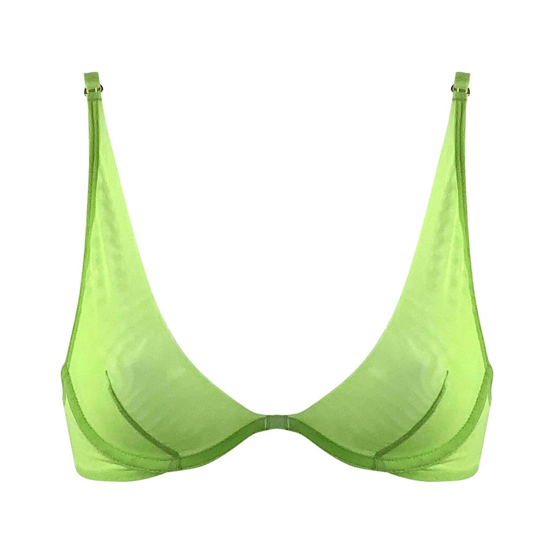 Beginners Plain Rainbow green cotton colour round stitched bra at