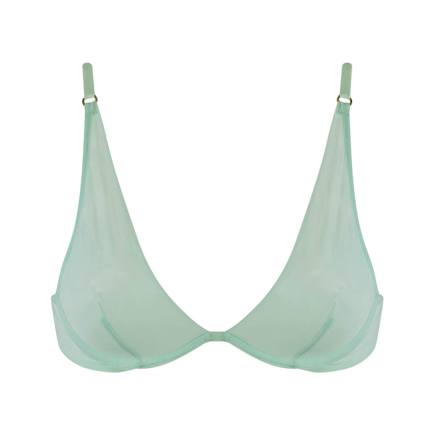 A super comfortable iconic I.D. Line deep plunge bra is designed from soft Italian tulle.
