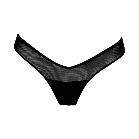 A trendy and comfortable I.D.Line black mesh V-thong.