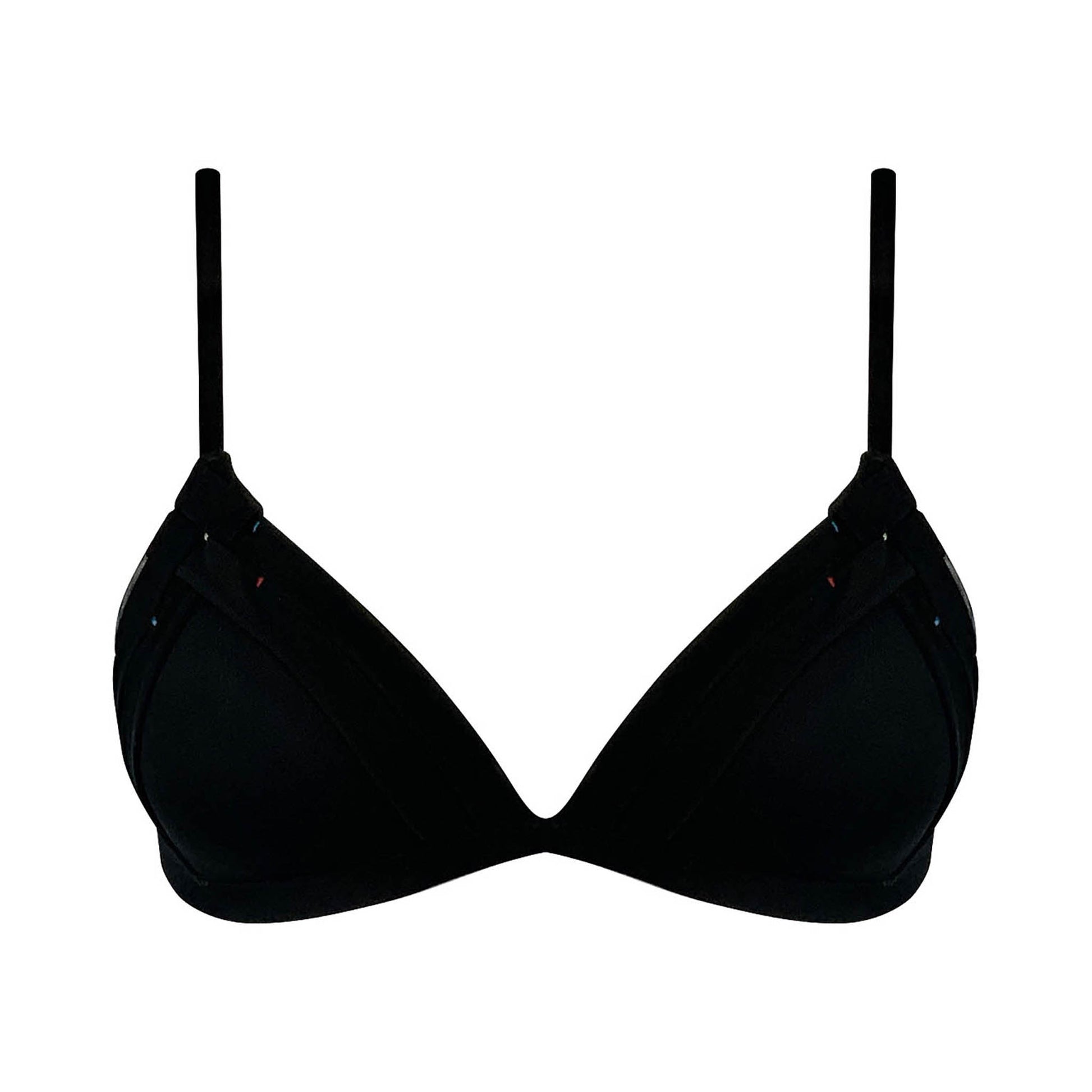 Crossing Lines Padded Wireless Triangle With Push-up in black
