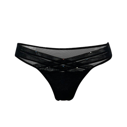 The Crossing Lines black bikini is designed from soft Italian tulle.