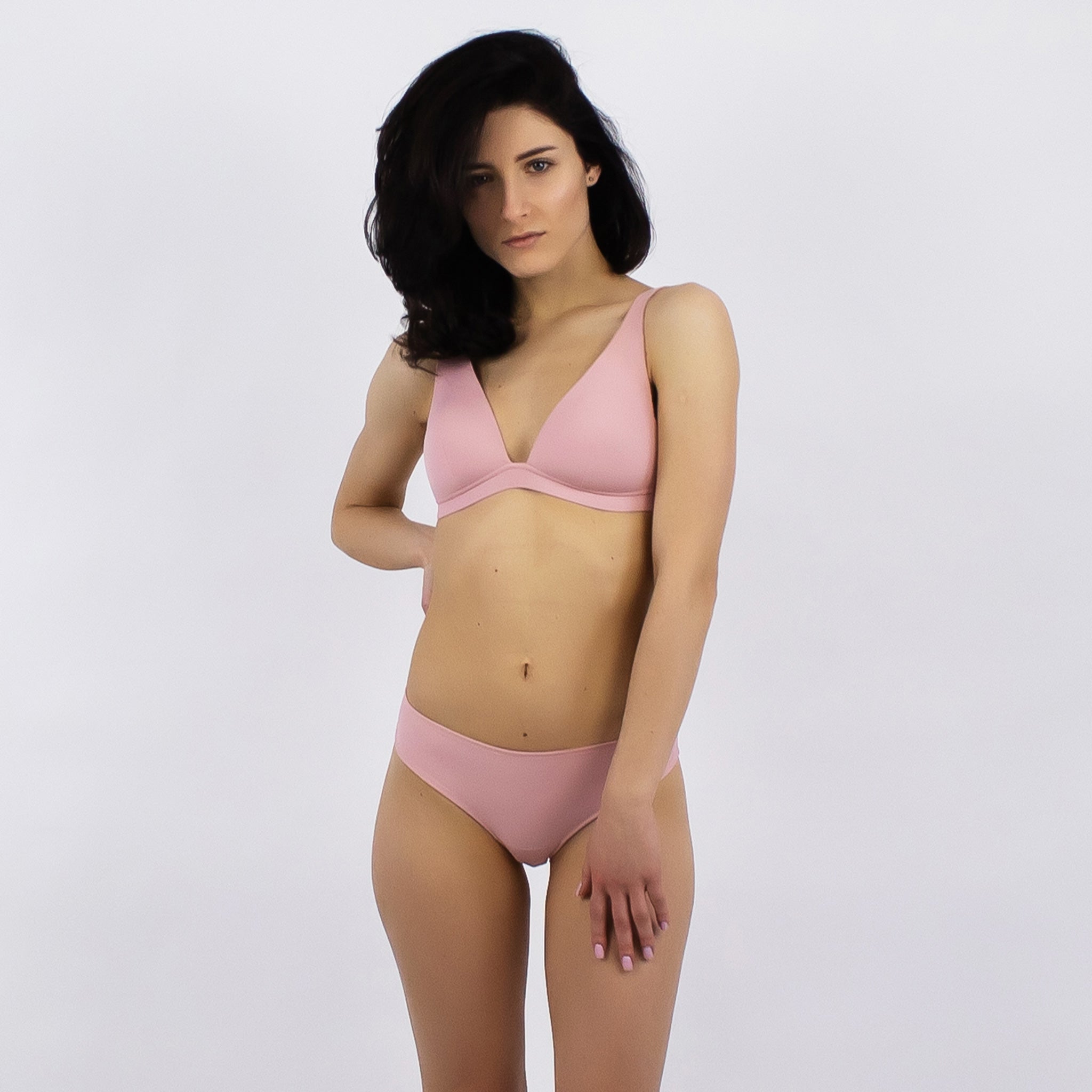 Nokaya essential nude padded triangle bra is utterly free of wires.