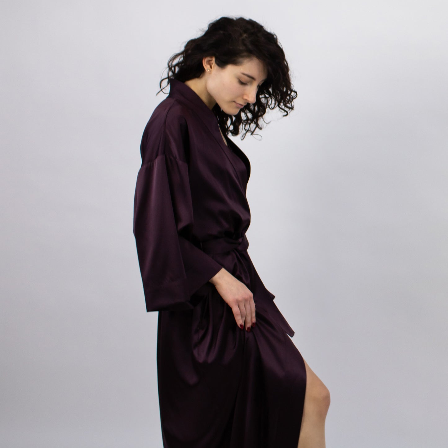 Silk Long Kimono Robe - The Lady wrap-around Mulberry silk robe