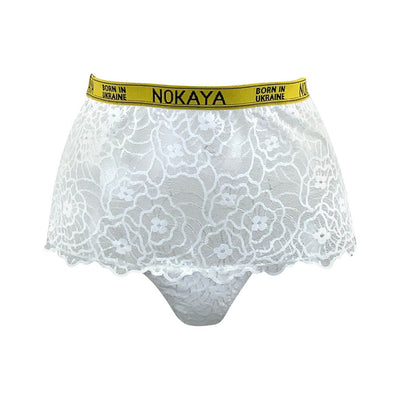 Nokaya Born in Ukraine White High Waist Briefs.