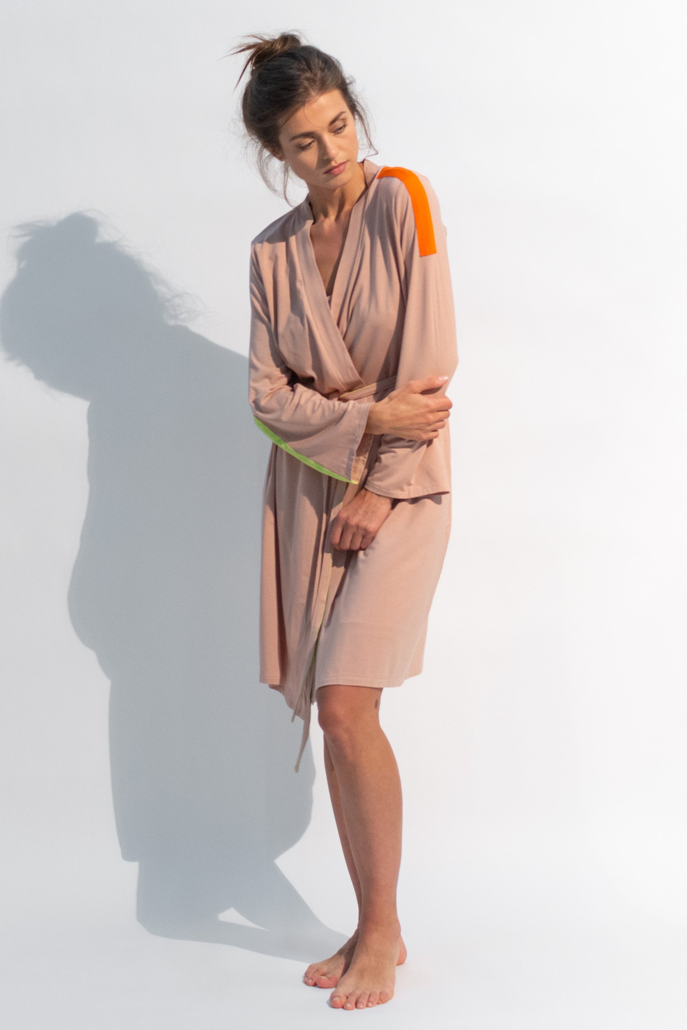 The Lovely Break It is a flowing and comfortable robe from Nokaya. Front look.